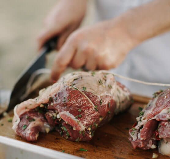 Chef cutting the meats